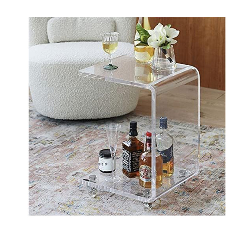 Mobile C Shaped End Table,Acrylic Sofa Side Table