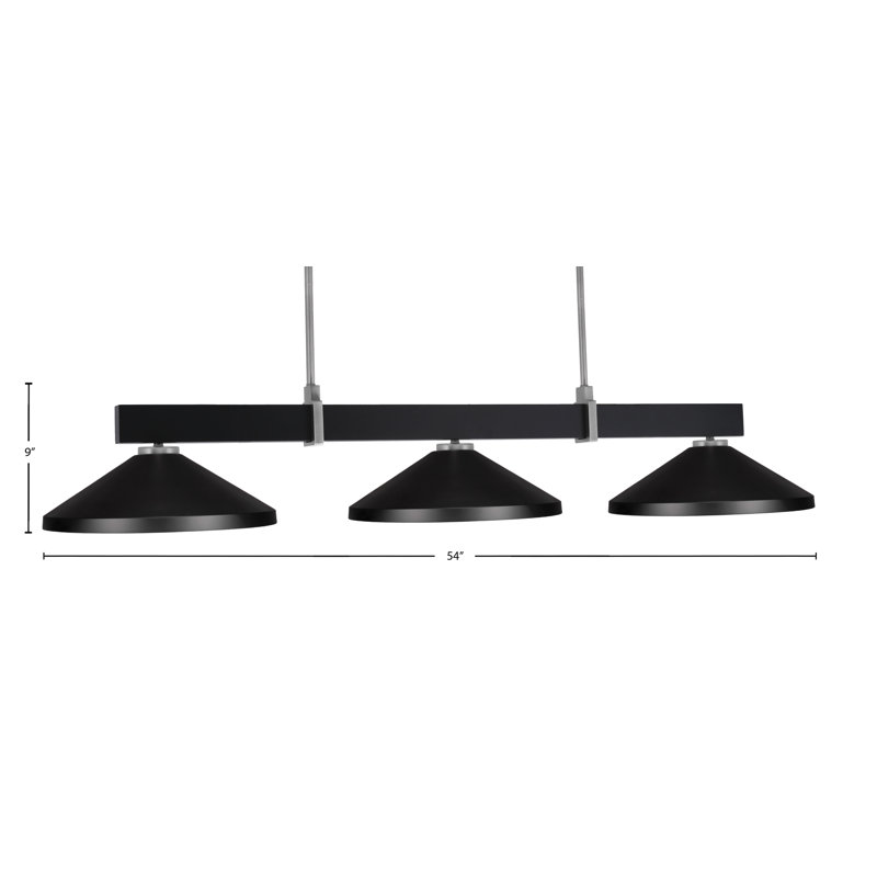 Bar 3 lumières Raheemah Wellington, Noir mat / graphite, Noir mat, H 9 po x l 14 po x P 14 po