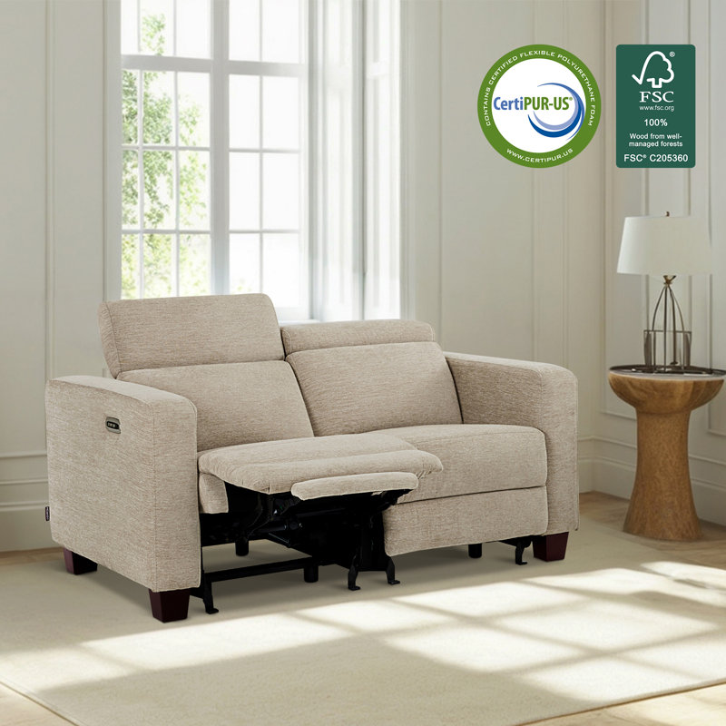 62.2"Wide Zero Clearance Power Recliner Loveseat Sofa with Adjustable Headrest, Beige
