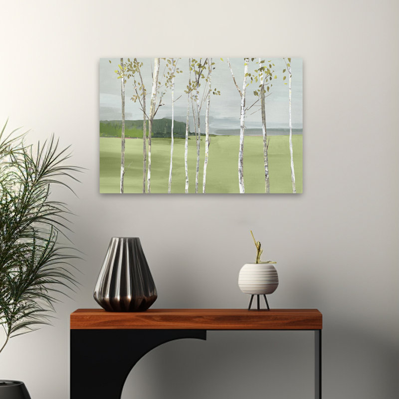 Birch Valley, paysage, arbre, nature, peinture, art, minimaliste, H 24 po x l 16 po