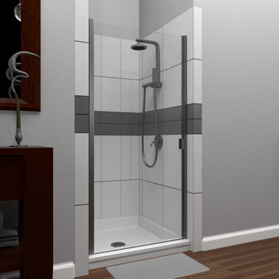 - W x 66'' H Hinged Door Semi-Frameless Shower Door with