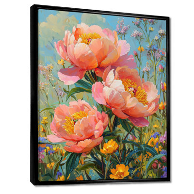 Pivoines dans la fleur sauvage, patch II - pivoines, art mural