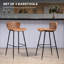 Marvell Bar Stools Set of 2, PU Leather Bar Chairs with Back and Steel Legs