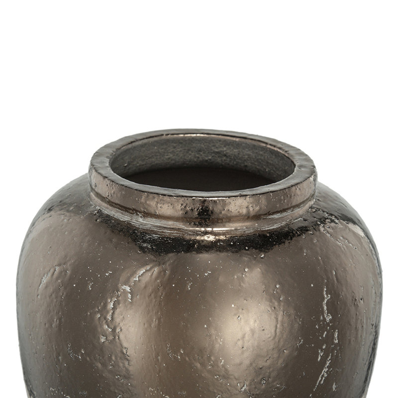 Round Sienna Brown Ceramic Accent Vase, 16" H x 13" W x 13" D