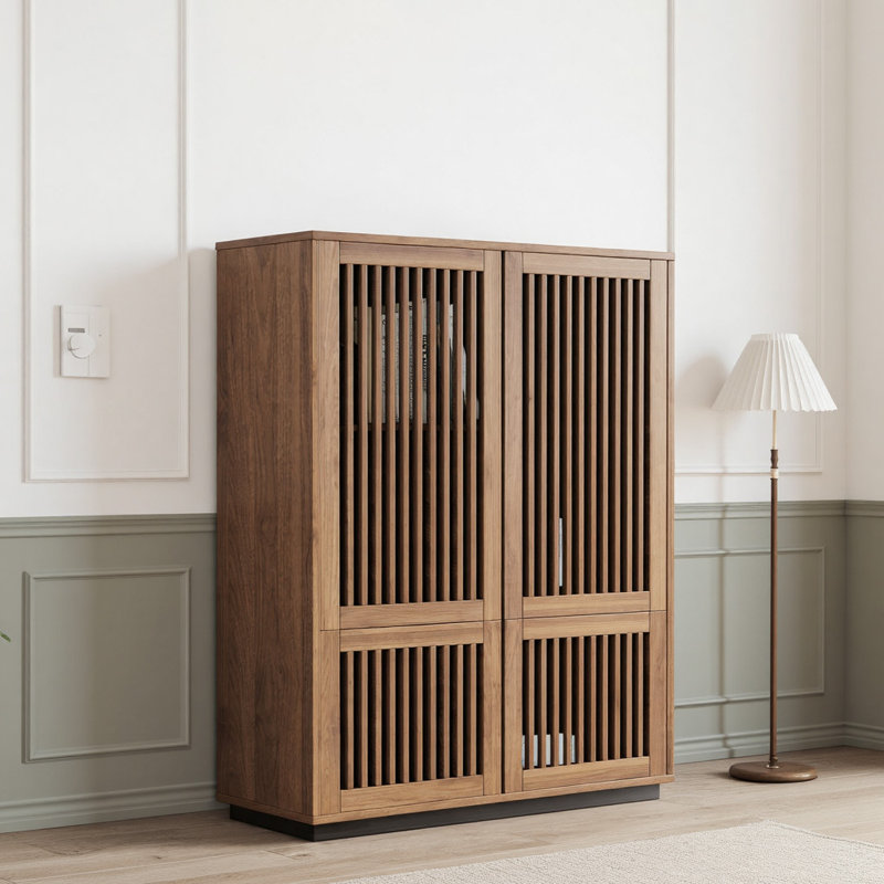 Armoire de rangement 34,84 "à 4 portes pour salle à manger et salon, buffet brun