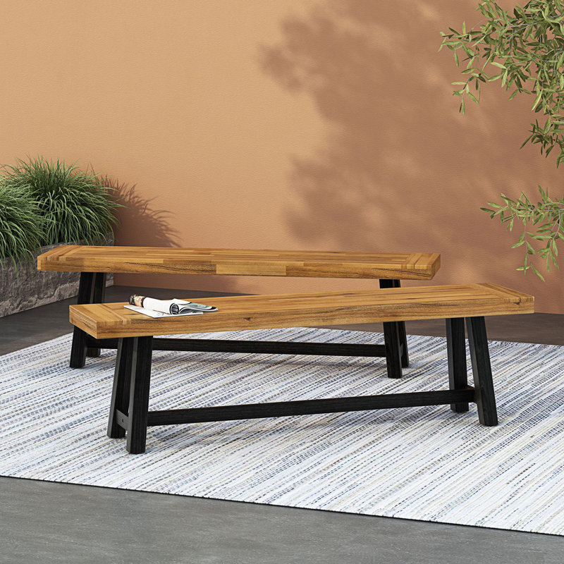 Ensemble de 2 bancs d'extérieur, Teck