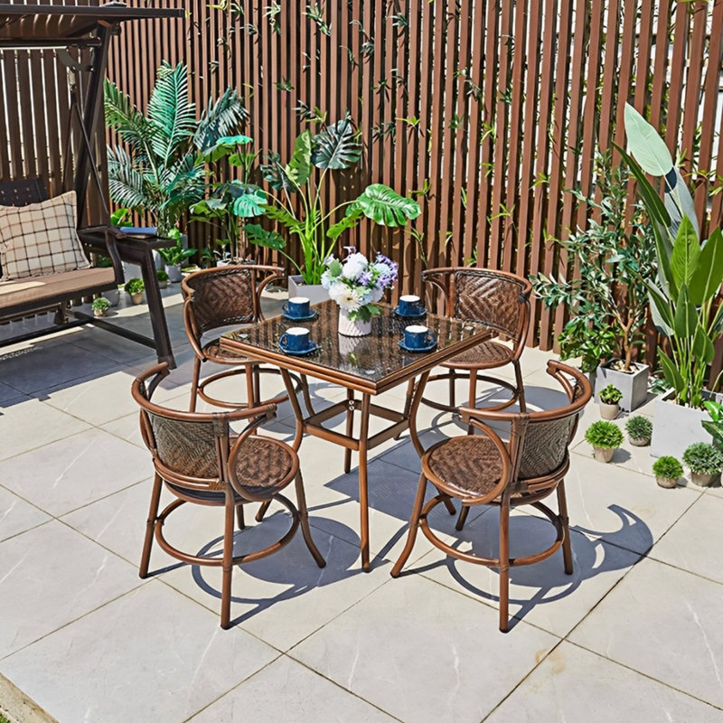 Rattan patio table and chair combination
