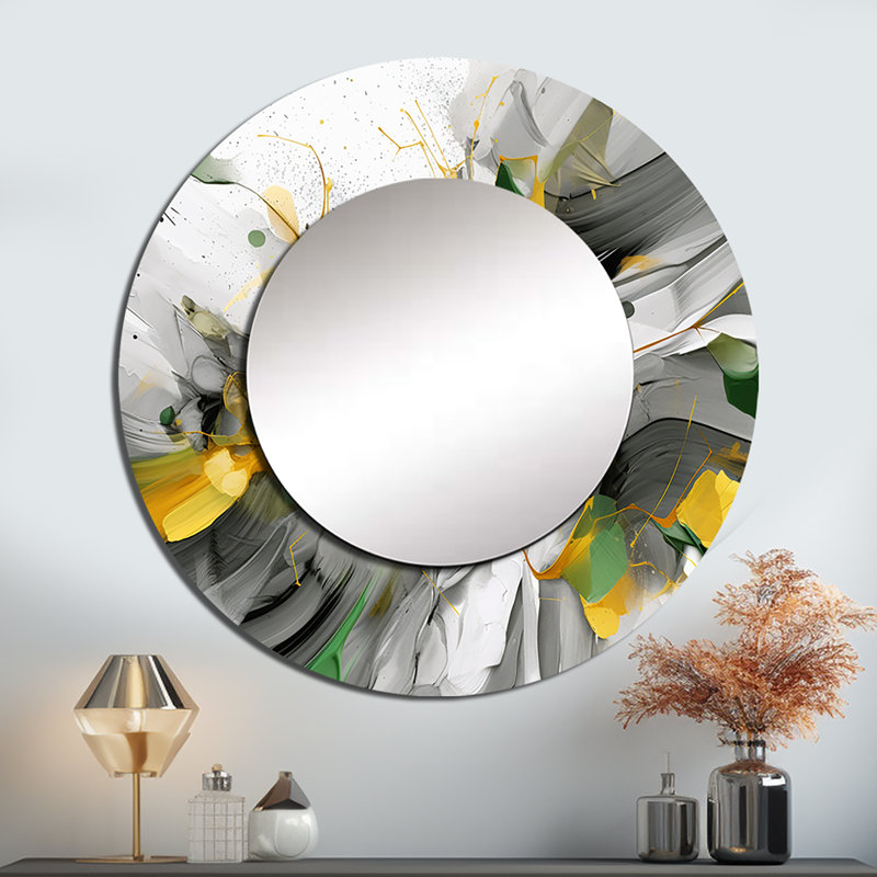 Dynamic Waveforms - miroir unique scandinave, grand miroir mural scandinave rond, impression d'art en métal, 29 po x 29 po
