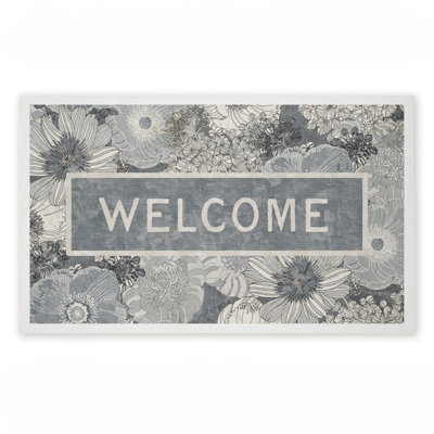 Tapis de porte d'extérieur imprimé Monochromes Welcome, par Tim Coffey, 18 po x 30 po