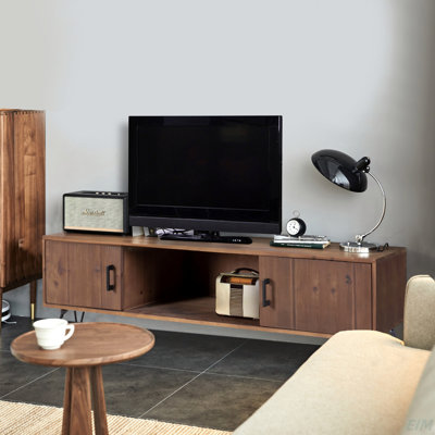 Akya Wood Media TV Stand with Storage Cabinet for Living Media Room Reclaimed wood With 2 Storage Cabinet by Millwood Pines