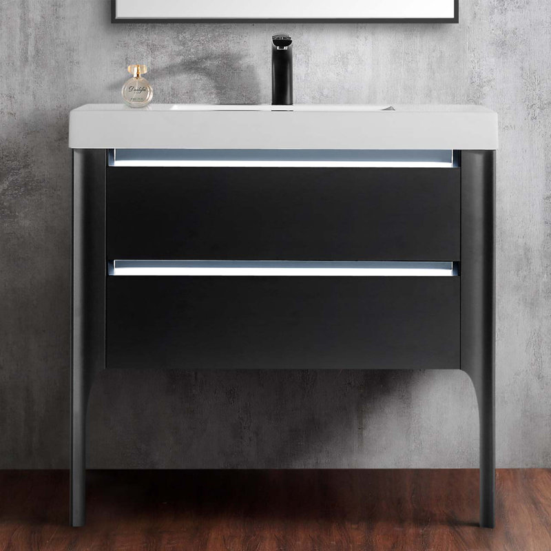 Ensemble de meuble-lavabo simple 36 po Makenna, Noir