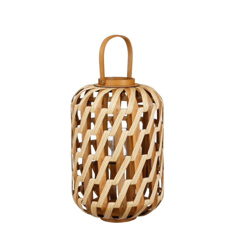 Polyester Lantern, 49cm H x 31cm W x 31cm D, Brown