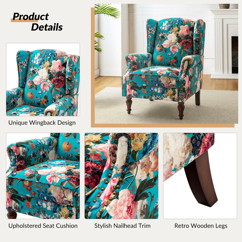 Upholstered Accent Chair, Peacock