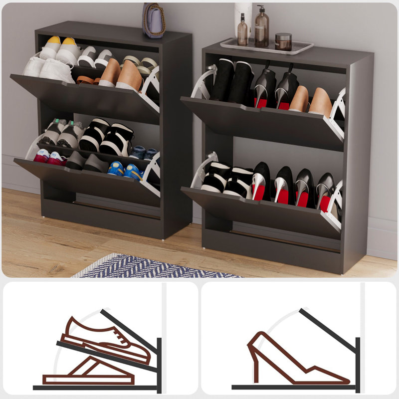 12 Pair Shoe Storage Cabinet, Black