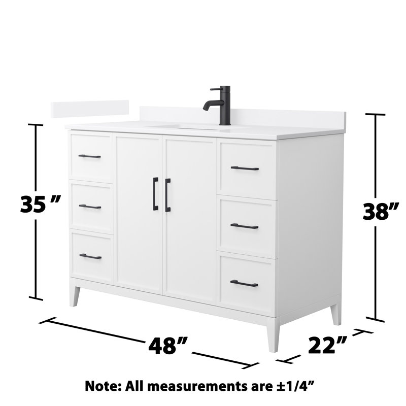 Elan 48'' Single Bathroom Vanity with Quartz Top, White, Single, Matte Black