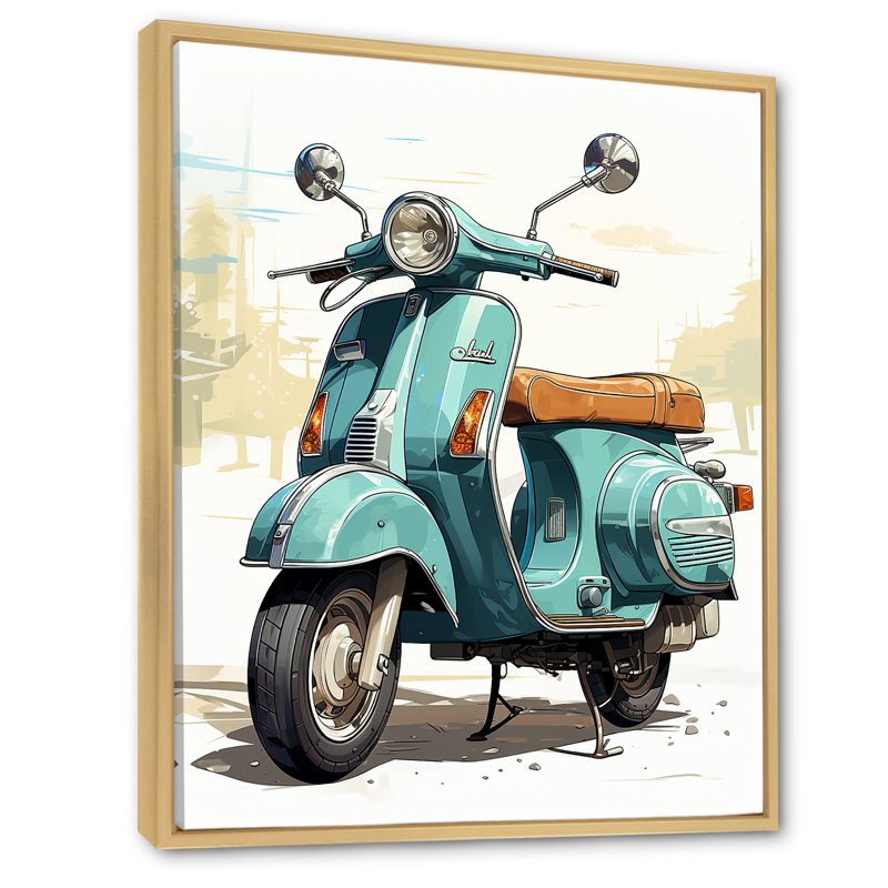Calita Scooter Retro Rider II - Imprimé, Cadre naturel flottant, H 32 po x l 16 po x P 1 po