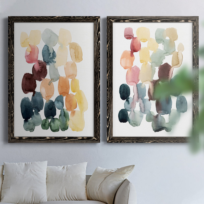 Desert Stones I - ensemble de 2 peintures sur toile encadrées, H 37,5 po x l 55 po, Noir