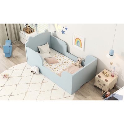 Lit de 3 à 6 ans, forme d'ours bleu, lit de bébé stable et confortable pendant des années, style, confort et durabilité