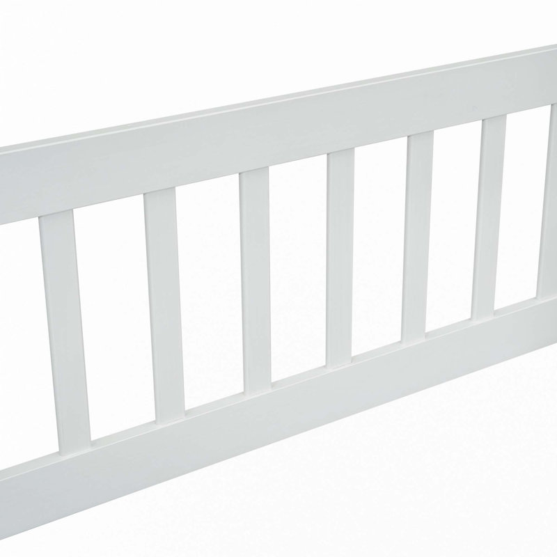 House-Shaped Floor Bed With Fence, Guardrails, White, Full