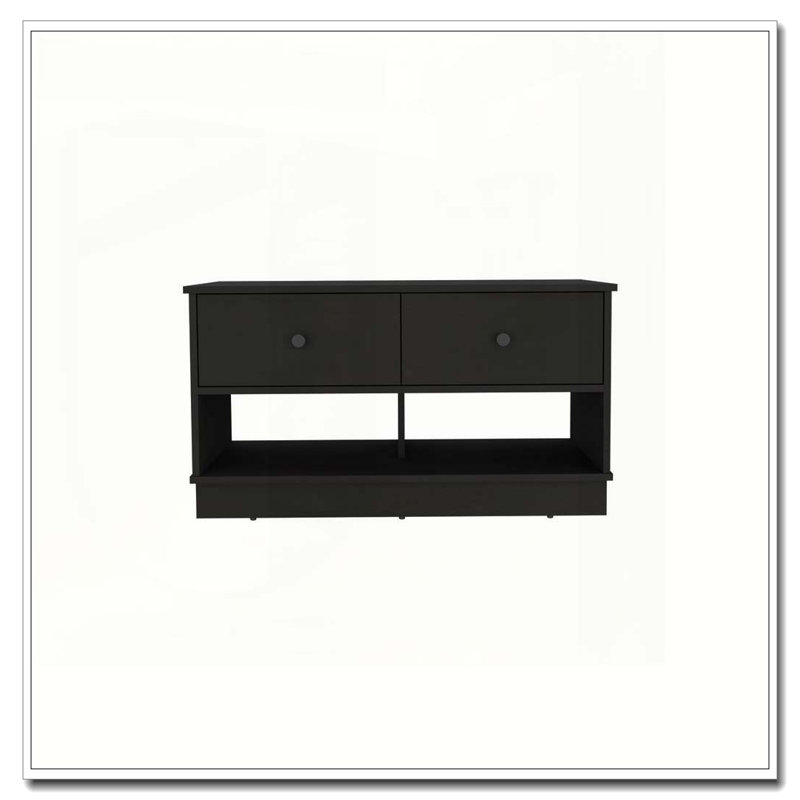Willamette Rectangle 2-Shelf 2-Drawer Storage Bench Black Wengue, Black