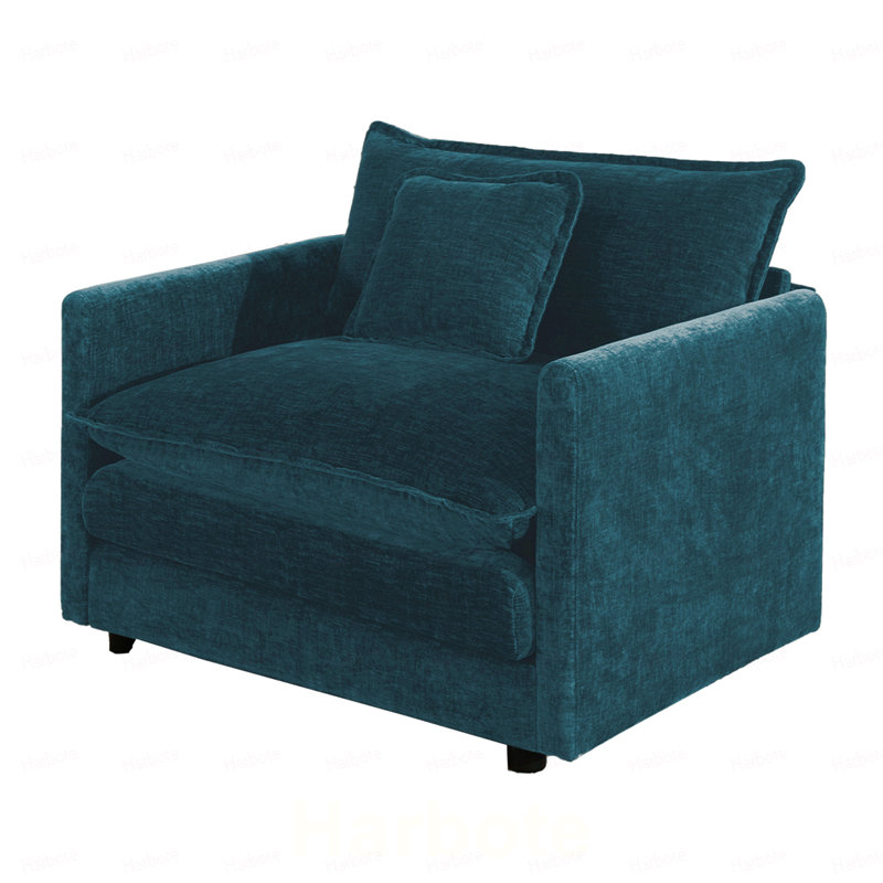 Fauteuil de lecture rembourré Comfy, Chenille-Blue
