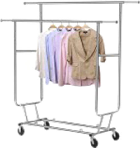 Metal Adjustable Rolling Industrial Pipe Clothing Rack