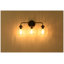 Applique murale noire mat à 3 lumières avec abat-jour en verre bullé transparent