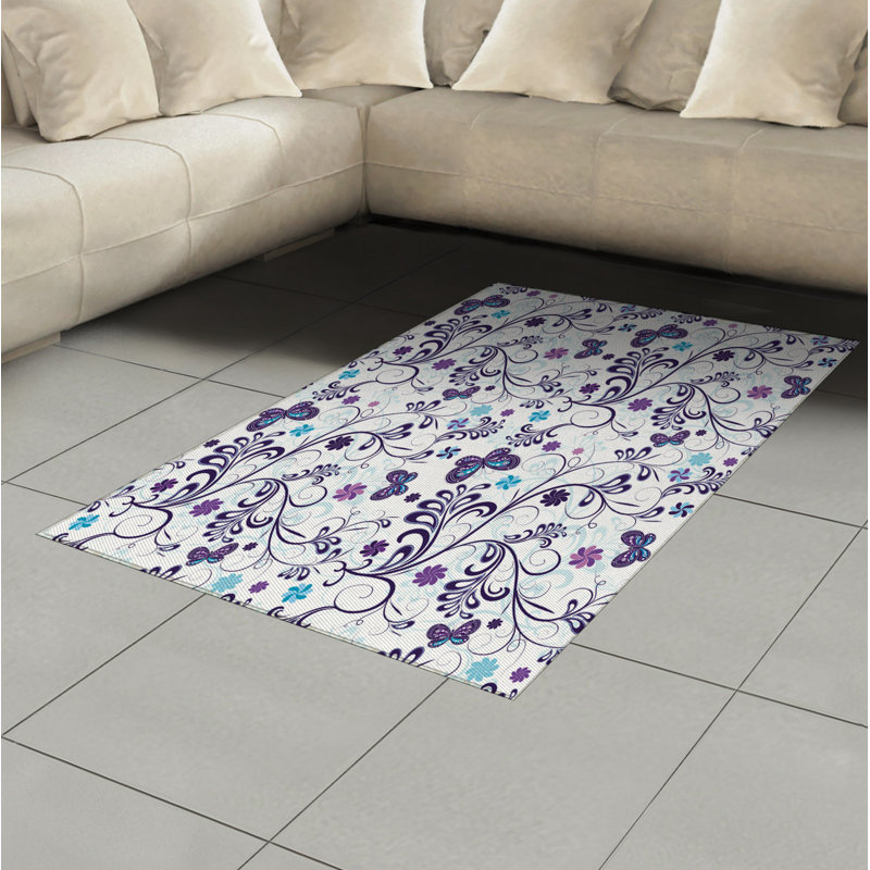 Tapis décoratif floral à haute densité en fibres de polyester, Rectangle 2 pi 7 po x 5 pi