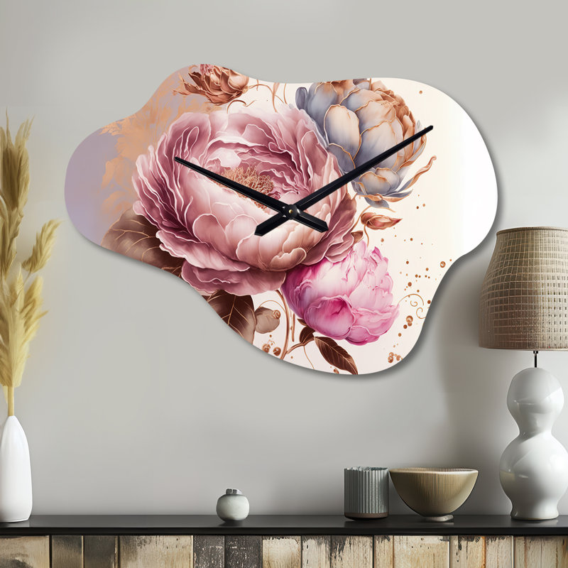 Horloge murale en métal rose et doré Almer, Petit