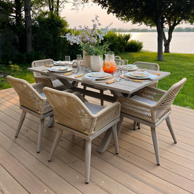Ensemble de salle à manger rectangulaire pour l'extérieur L 62,99 po pour 6 personnes