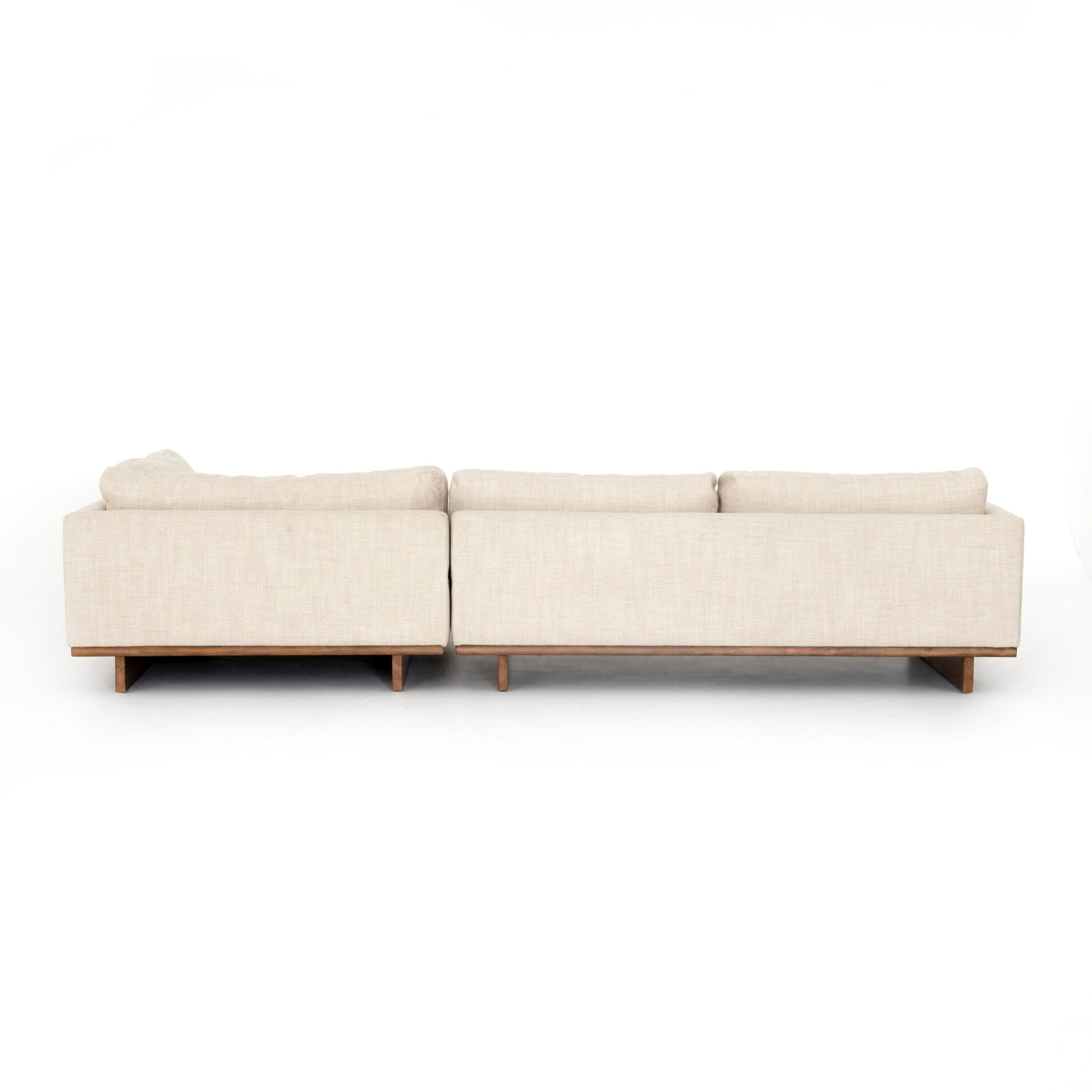 Menades Upholstered Chaise L-Sectional, Right Hand Facing, Irving Taupe Polyester Blend, 32" H x 133" W x 86" D