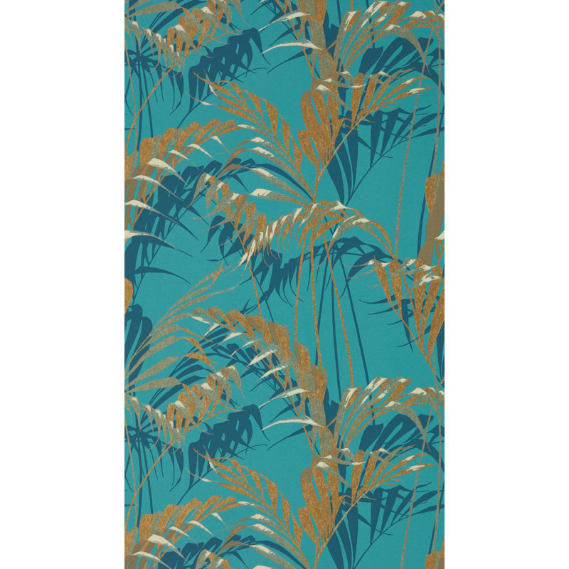 Palm House 10.05m x 52cm Matte Wallpaper Roll, Blue/Brown