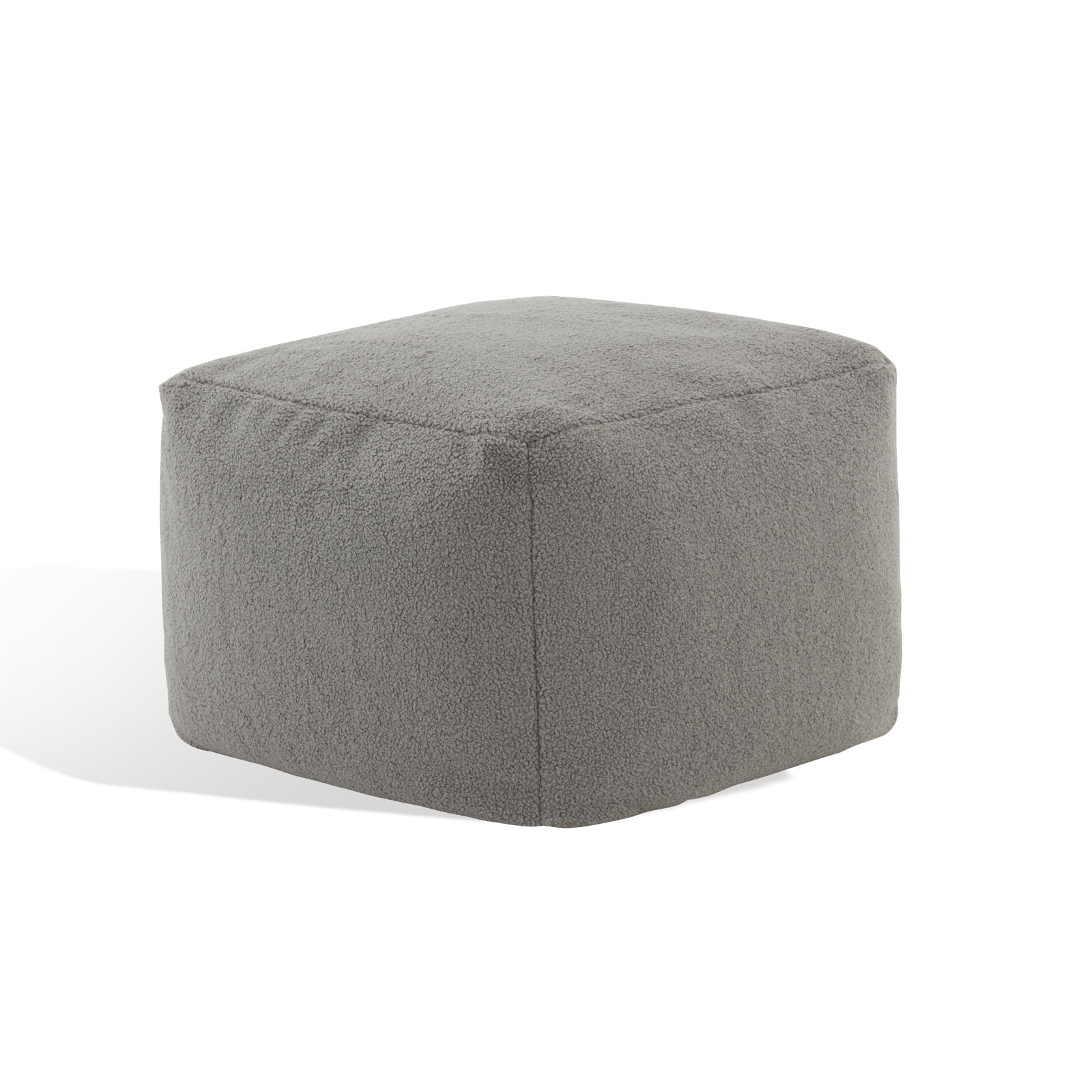 Inaki Upholstered Pouf, Gray Faux Lams Wool