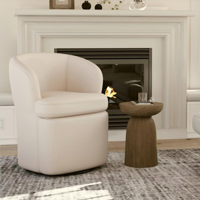 Faux Leather Swivel Accent Chair