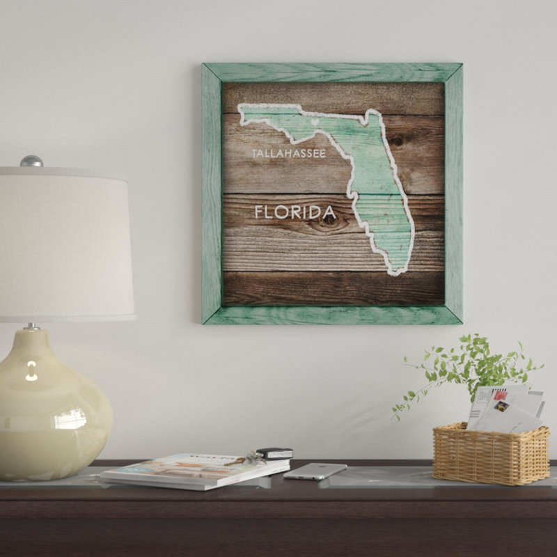 « floride rustique map », impression sur toile, H 12 po x l 12 po x P 0,75 po, Pas de tapis, Toile tendue