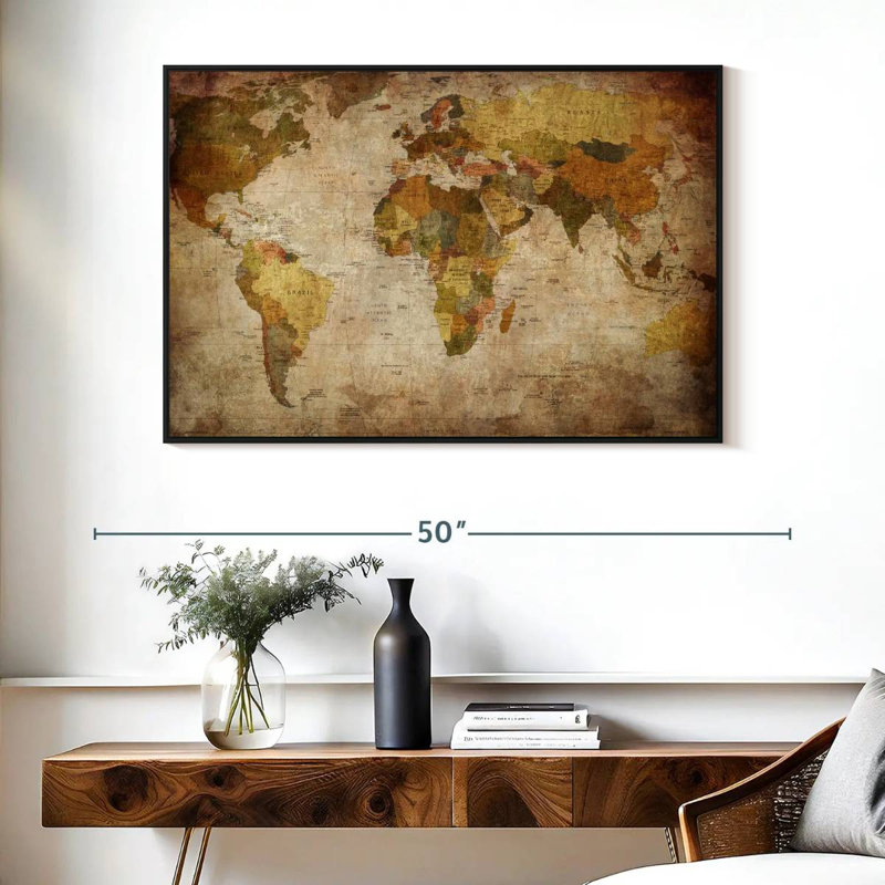 Aliaz World Map, 27" H x 40" W