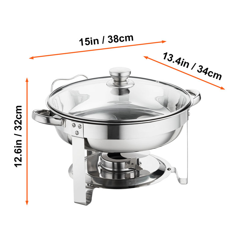 Stainless Steel Round Chafing Dish Set with Glass Lid