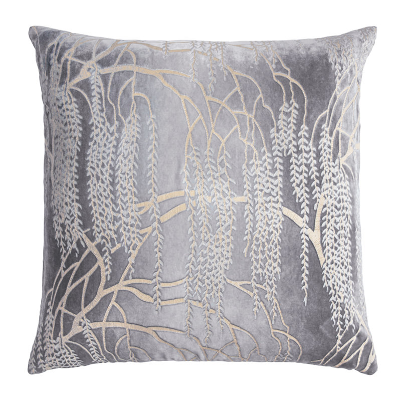 Willow Metallic Mini Rectangular Velvet Pillow Cover & Insert, Rectangle 14"H x 20"W, Dark Green/Gold