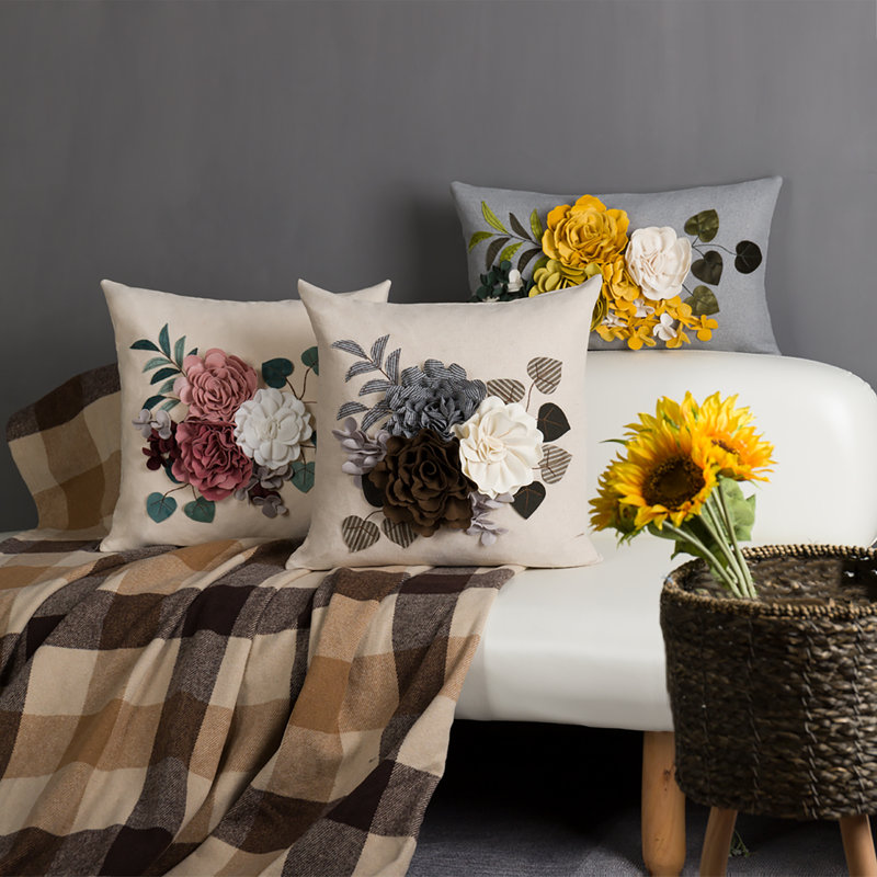  Reversible Throw Pillow, 18"H x 18"W, Brown, Square