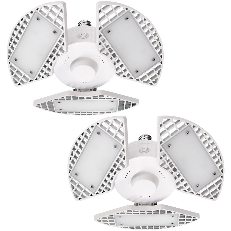 Ensemble de 2 lumières DEL Luxrite pour garage, 80 W, 8 000 lumens, 5000 K, lumière blanche déformable, 3 panneaux E26