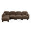 Canapé modulaire confortable à 4 places en tissu de chenille plissé avec siège ergonomique en mousse haute densité, canapé modulaire en forme de U avec 2 repose-pieds, accoudoirs arrondis arrondis et 2 coussins décoratifs ronds, brun