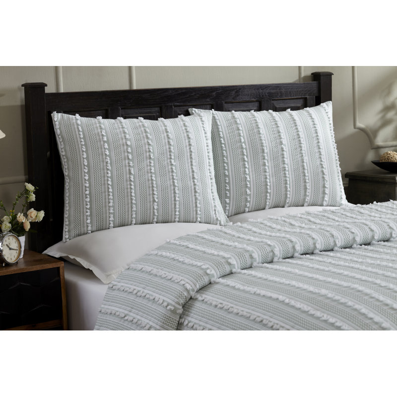 Ensemble d'édredon 100% coton avec taie décorative Anglique, Édredon double / grand + 2 taies décoratives sta, Gris