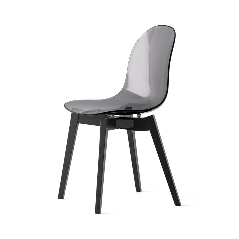 Chaise sans accoudoir Academy avec structure en bois, Gris fumée transparent / graphite