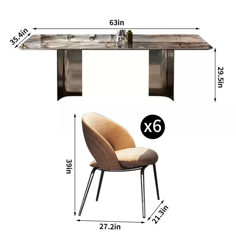Rectangular Microcrystal Stone Dining Table Set, 29.5"H x 63"L x 35.4"W, 5 Pieces: Table, 4 Chairs
