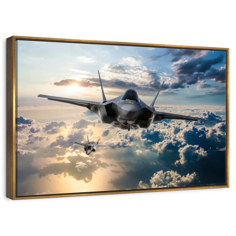 F35 Fighter Jet, Floating Frame Gold, 40" X 27"