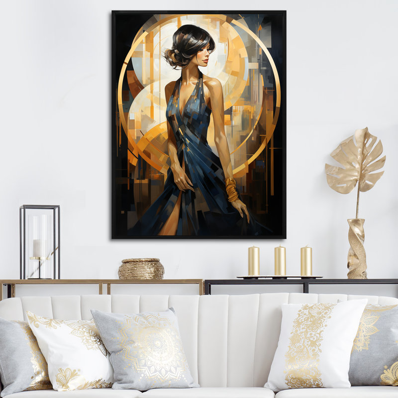 Art sur toile Sapphire Woman Elegance VII, Cadre flottant noir, 20" H x 12" W