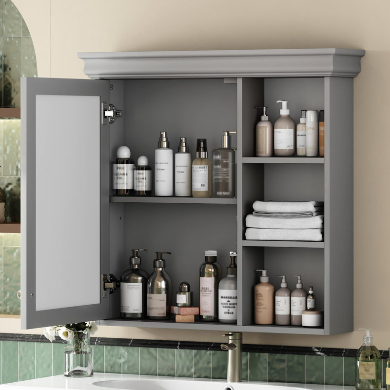 Armoire à pharmacie de salle de bain avec miroir, murale, facile à nettoyer, tablettes réglables pour la chambre à coucher, armoire à miroir de 30 po, charnières à fermeture en douceur, exigences de rangement dans les petites salles de bain