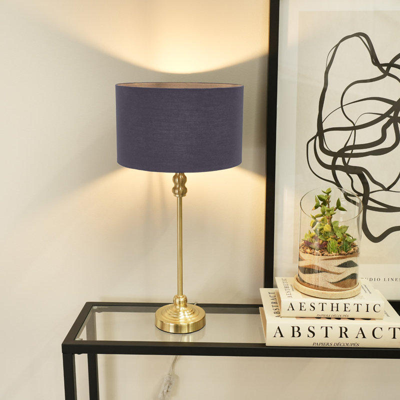 Reselva Metal Table Lamp, Gold Base/Navy Blue Shade