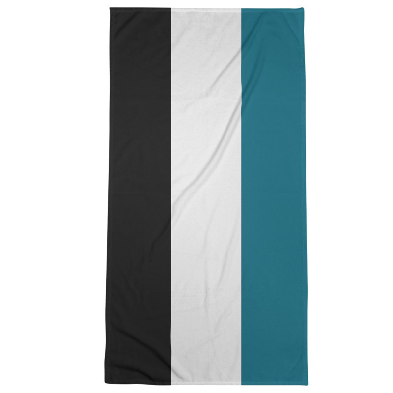 Cotton Blend Beach Towel, Black/Off White/Blue