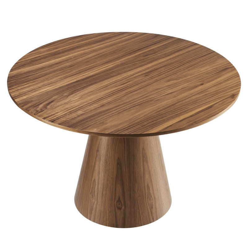 Diartis Round Solid Wood Base Dining Table, Walnut